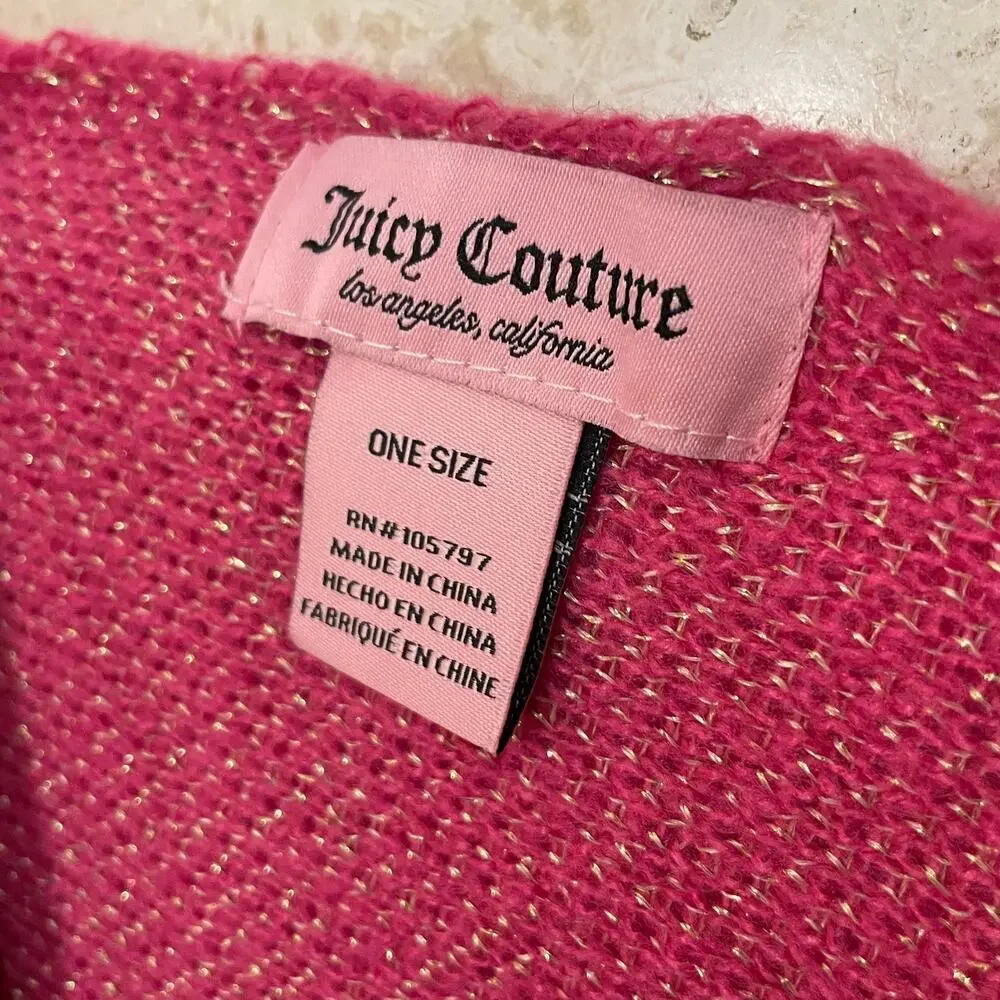 Juicy Couture Lined Cable Knit Hat & Scarf Set | Pink Monogram Gift Set New Gift